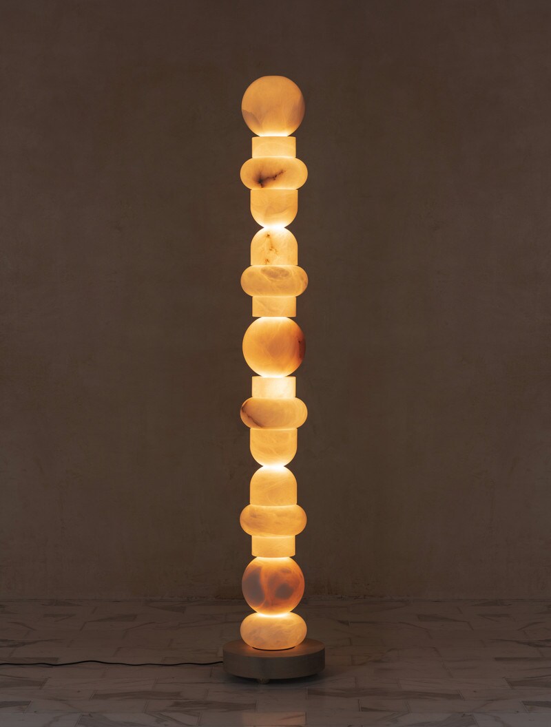 Alabaster Totem 16 shown in Bleached Walnut, Alabaster